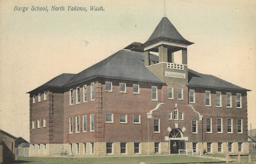 Postcard barge school north - barge,