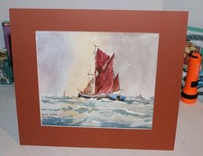 Barge On Thames Watercolor  By