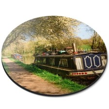 Round Mouse Mat Barge Moored